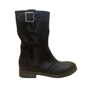 Clarks Women’s Black Leather Mid-Calf Buckle Detail Riding Boots Size 8